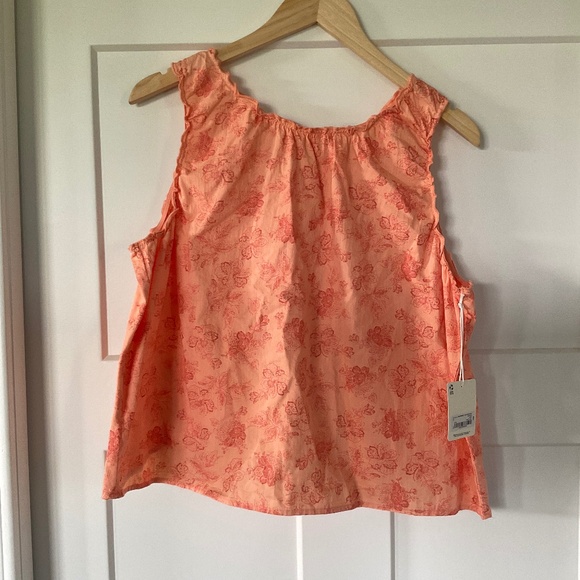 NWT Woman’s a.n.a Orange Coral Floral Sleeveless Blouse Top Open Back Large - Picture 1 of 8